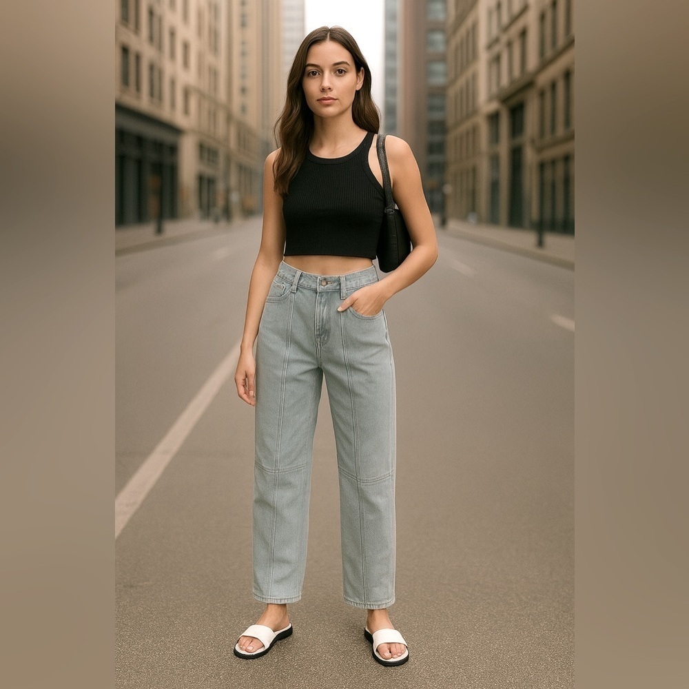 Hollister Low-Rise Dad Jeans – Size 0R (W24 L31) | Light Wash Panel Denim - Picture 16 of 16